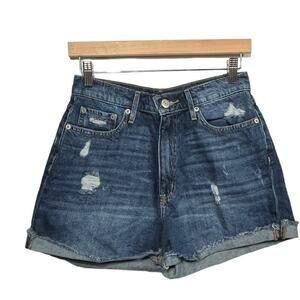 Aero Women’s High Rise Curvy Mom Shorts Blue Jeans Shorts / Size-6